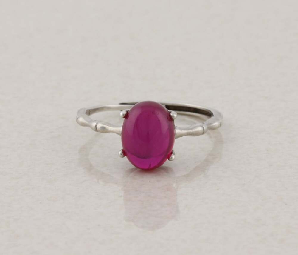 Sterling Silver Lab Created Star Ruby Sapphire Ring Size 7 Adjustable